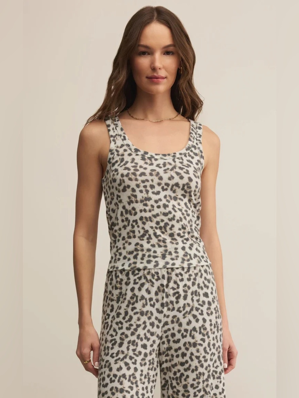 🆕 Z Supply Luxe Leopard Pajama Tank-Champagne NWT SZ XS